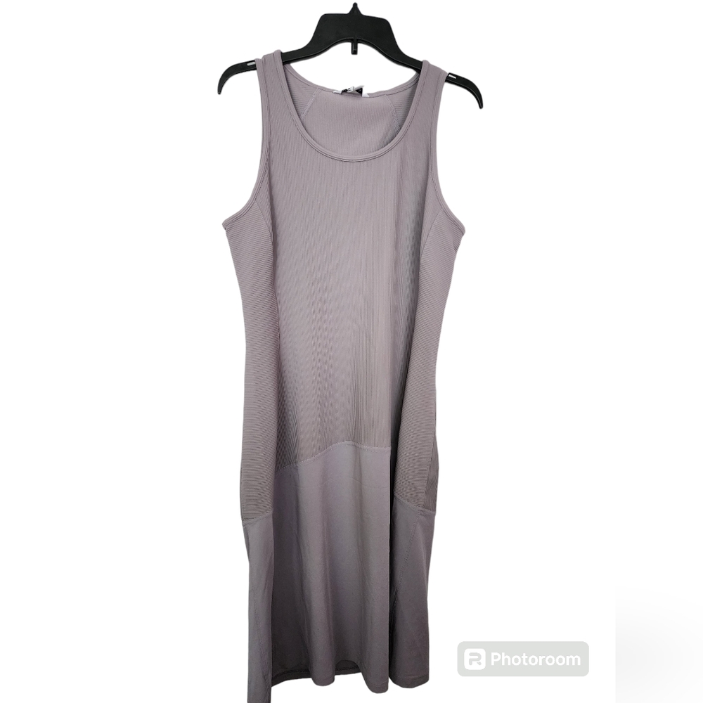 Athleta Ribbed Drop Waist Midi Dress Dusty Purple Size large‎  NWOT